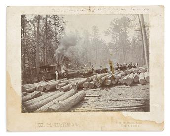 (LABOR.) Photographs of a crew of lumbermen operating deep in the Alabama woods.